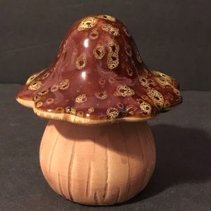 Kitschy Drip Glazed Clay Art Retro Style Mushroom Figurine 4”Tall